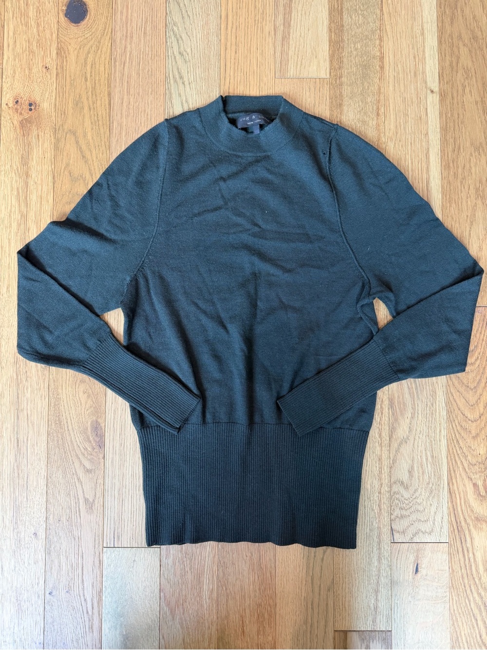 🩵 Rag & Bone Merino Wool Mock Neck Sweater XXS Dark Teal